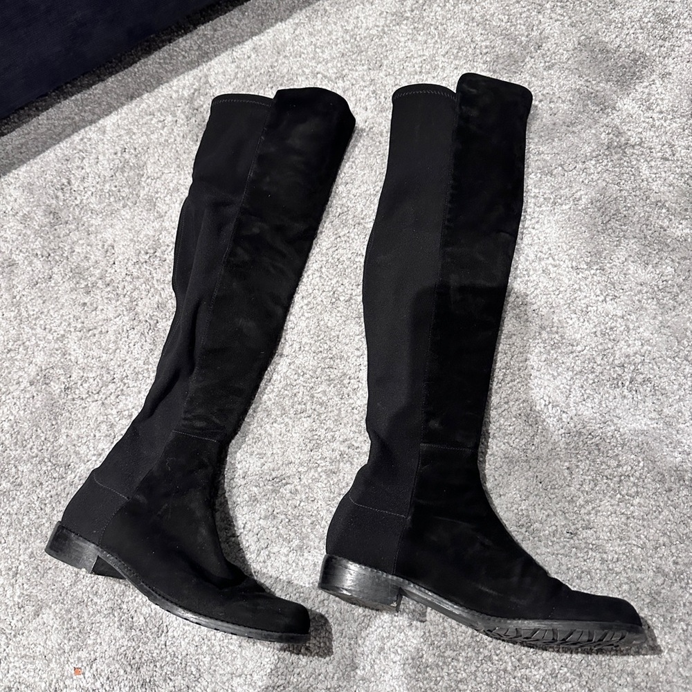 SW Black Suede Knee-High Women's Boots